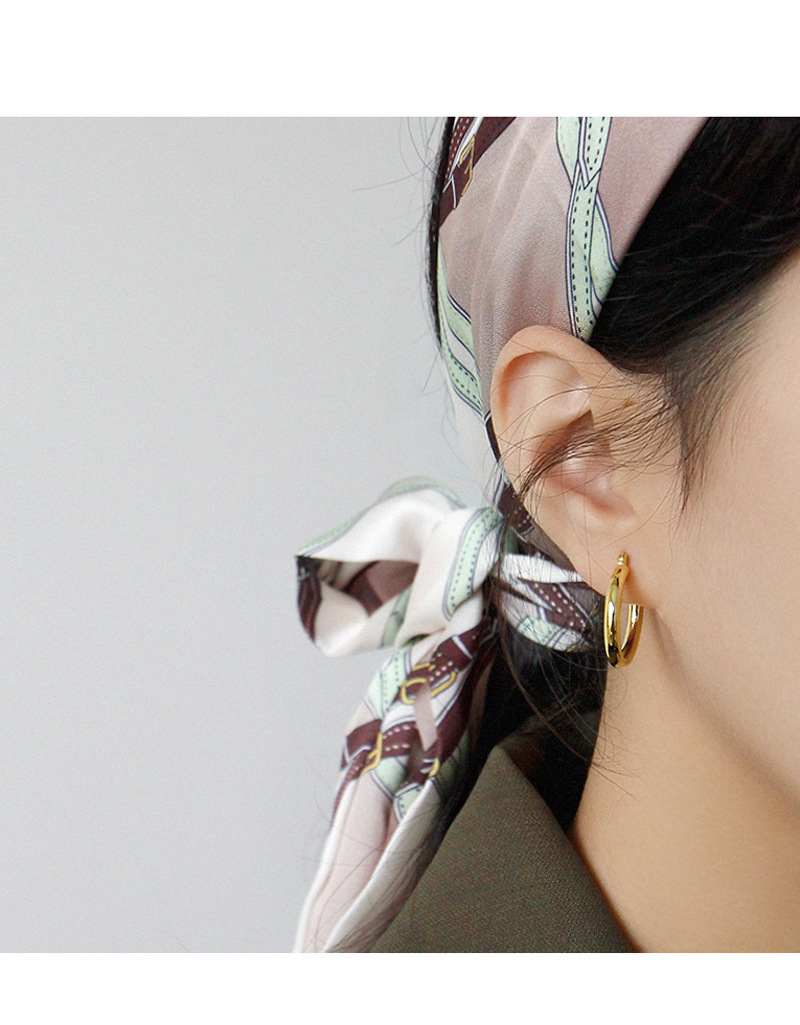 YEA492 Korean version S925 sterling silver earrings, minimalist geometric circular ring earrings, ear buckles, niche and elegant silver earrings pic 4