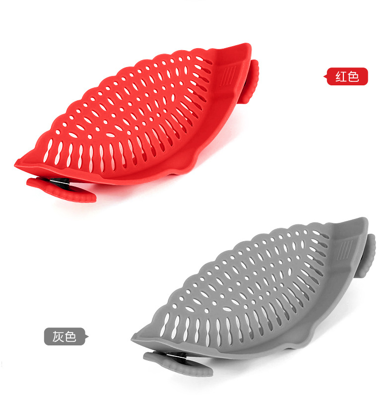 厨房夹式硅胶锅边沥水器倒菜防洒挡板面条残渣过滤器果蔬沥水篮详情4