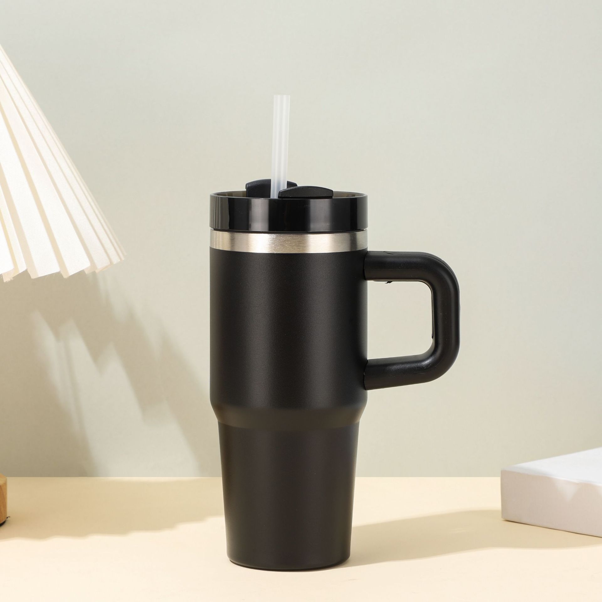 新品14oz便携吸管冰霸杯带手柄纯色汽车杯迷你真空保温杯现货批发详情9