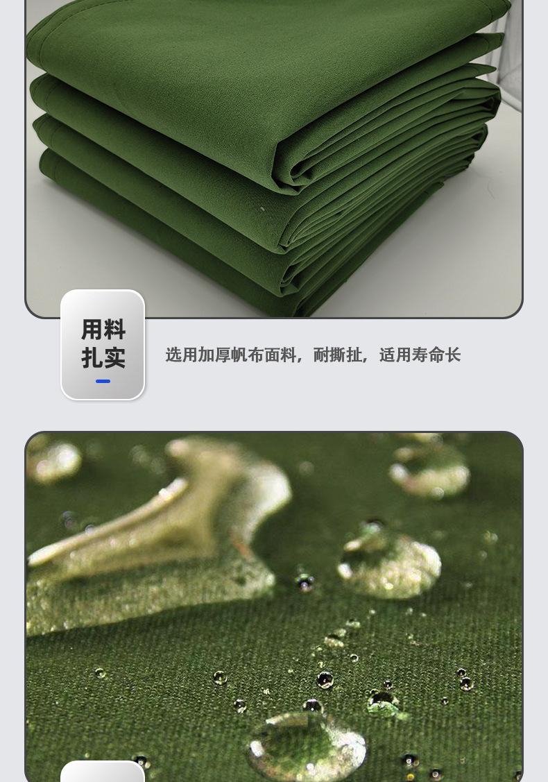 Wholesale silicone tarpaulin, military green rain cover tarpaulin, thickened sun-protective canvas tarpaulin, all-polyester canvas student pad cloth pic 3