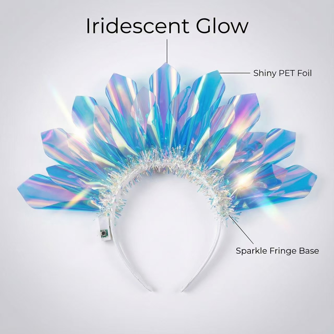 Direct sales of laser luminous headbands from cross-border manufacturers in Europe and America. Wholesale of stage, evening and performance decoration color film luminous headbands pic 5