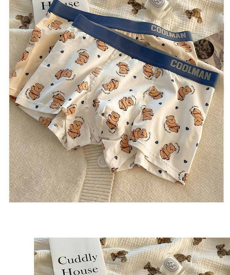 熊熊男友可爱卡通男士内裤无痕棉柔高弹舒适透气中腰平角四角裤详情11