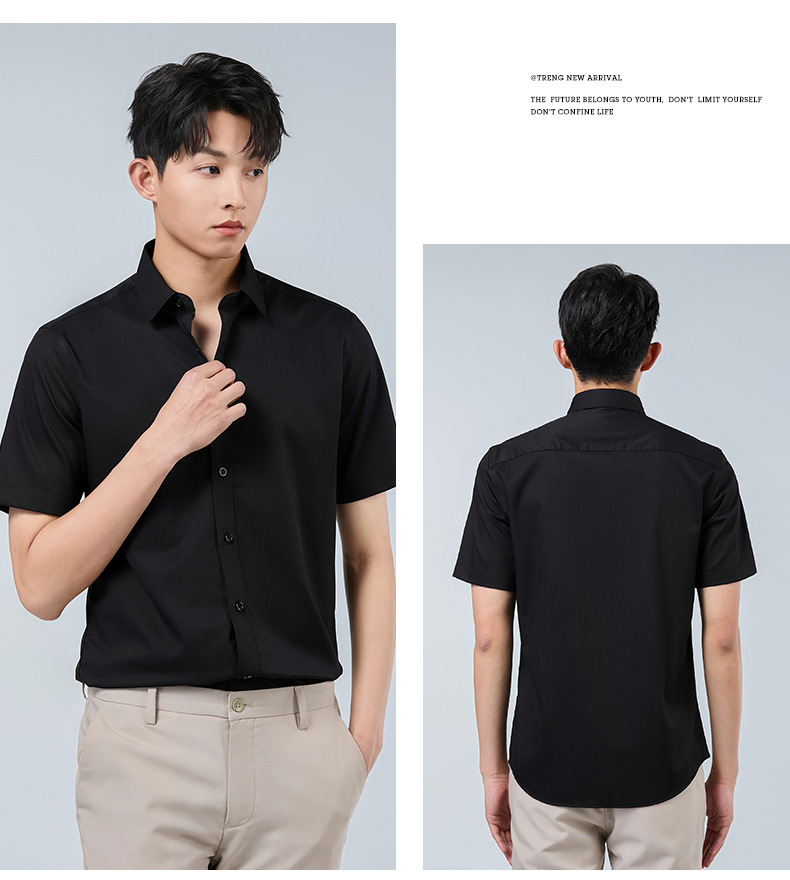 Modal short-sleeved shirt for men, summer stretch wrinkle-free business casual top, new summer commuter shirt pic 21
