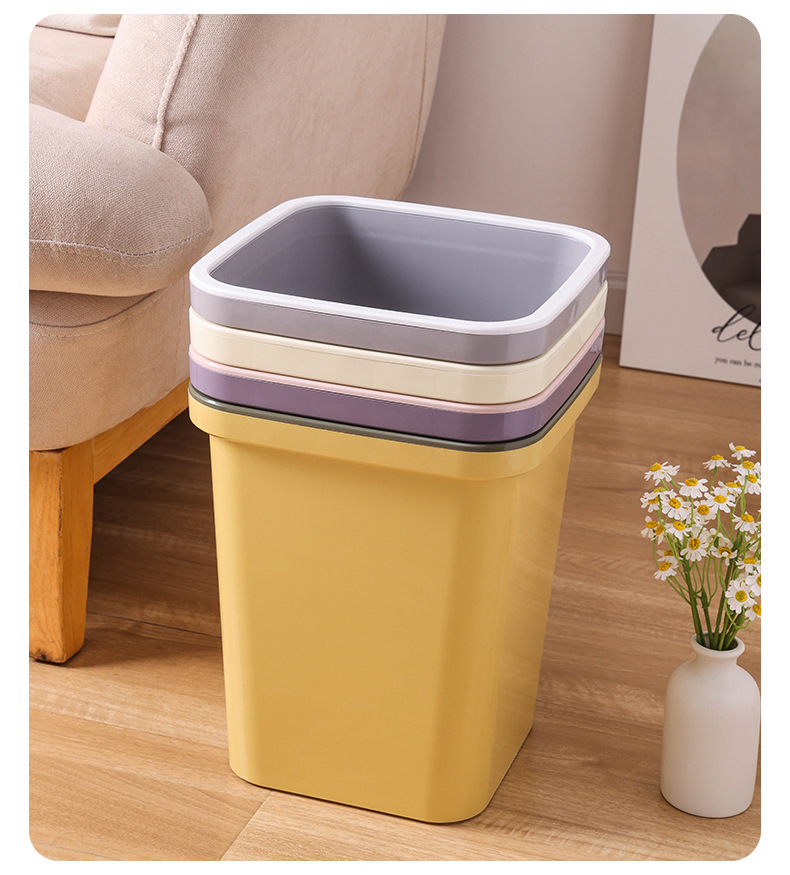 方形垃圾篓厨房无盖垃圾筒客厅卧室纸篓大容量压圈垃圾桶收纳详情20