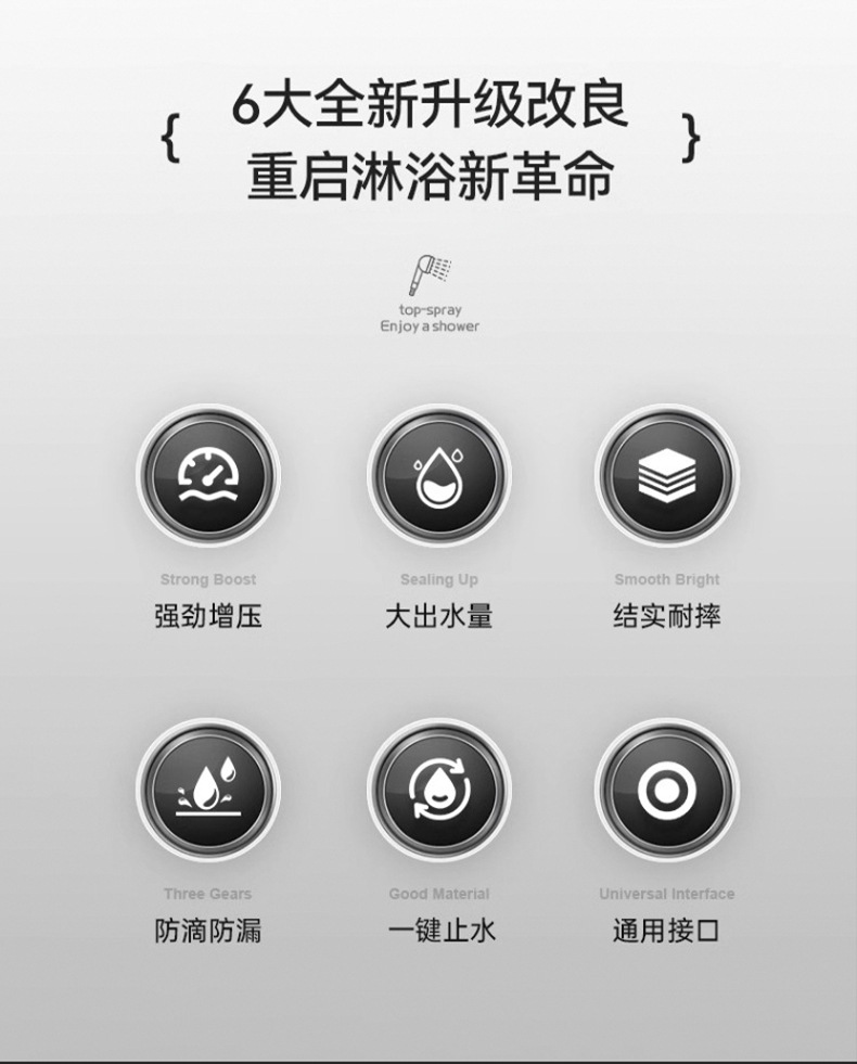 Pressurized shower head, super pressurized bathroom bathroom heater, shower head, rain shower, flower wine shower head set pic 6