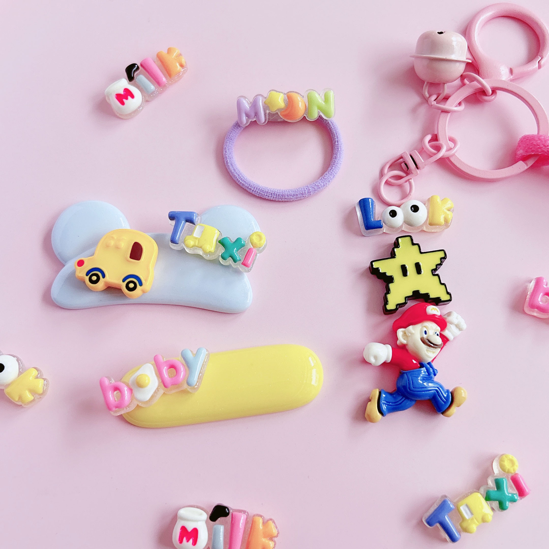 Creative color English letter plates, new handmade diy cream glue phone cases, headwear, hair clips, accessories, resin pic 7