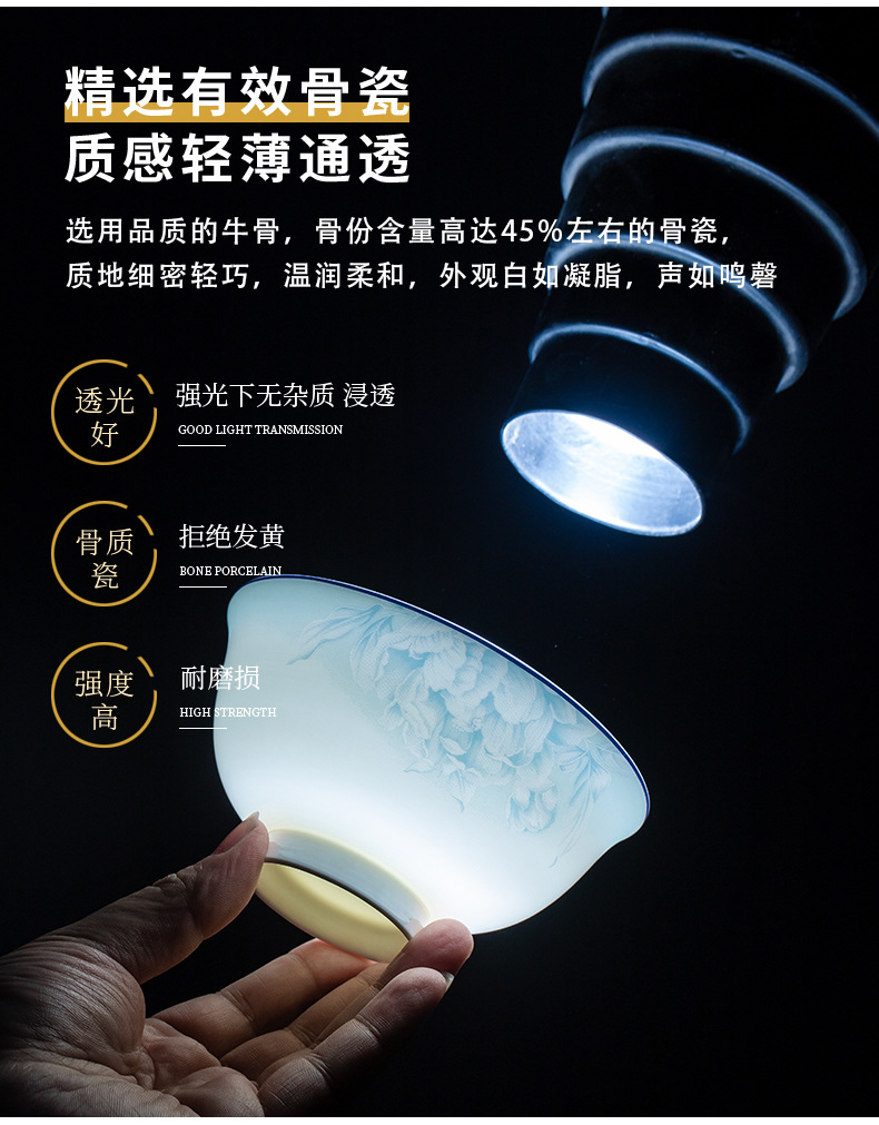 景德镇碗碟套装家用轻奢中式骨瓷餐具套装碗盘筷结婚乔迁礼品用瓷详情11