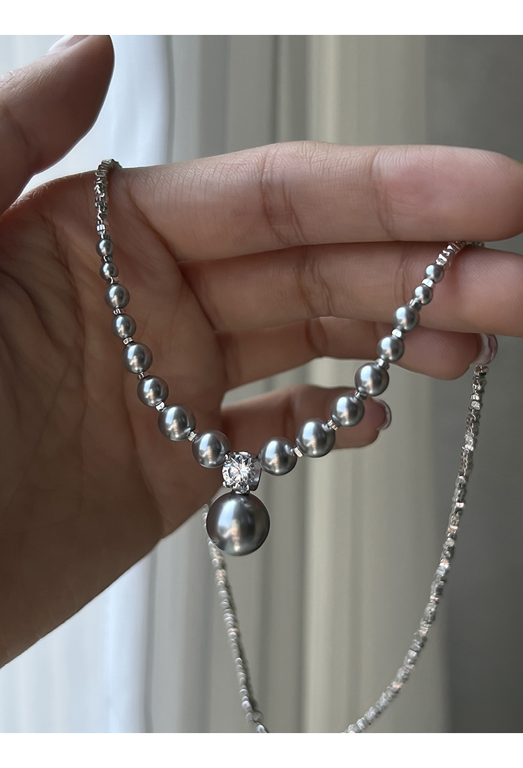 新中式碎银子王妃施家强光珍珠S925纯银渐变项链设计高级感锁骨链详情28