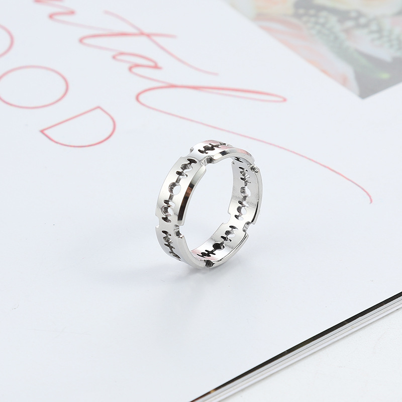 跨境 新款 欧美风不锈钢钛钢切割刀片戒指环男士嘻哈饰品   厂家详情6