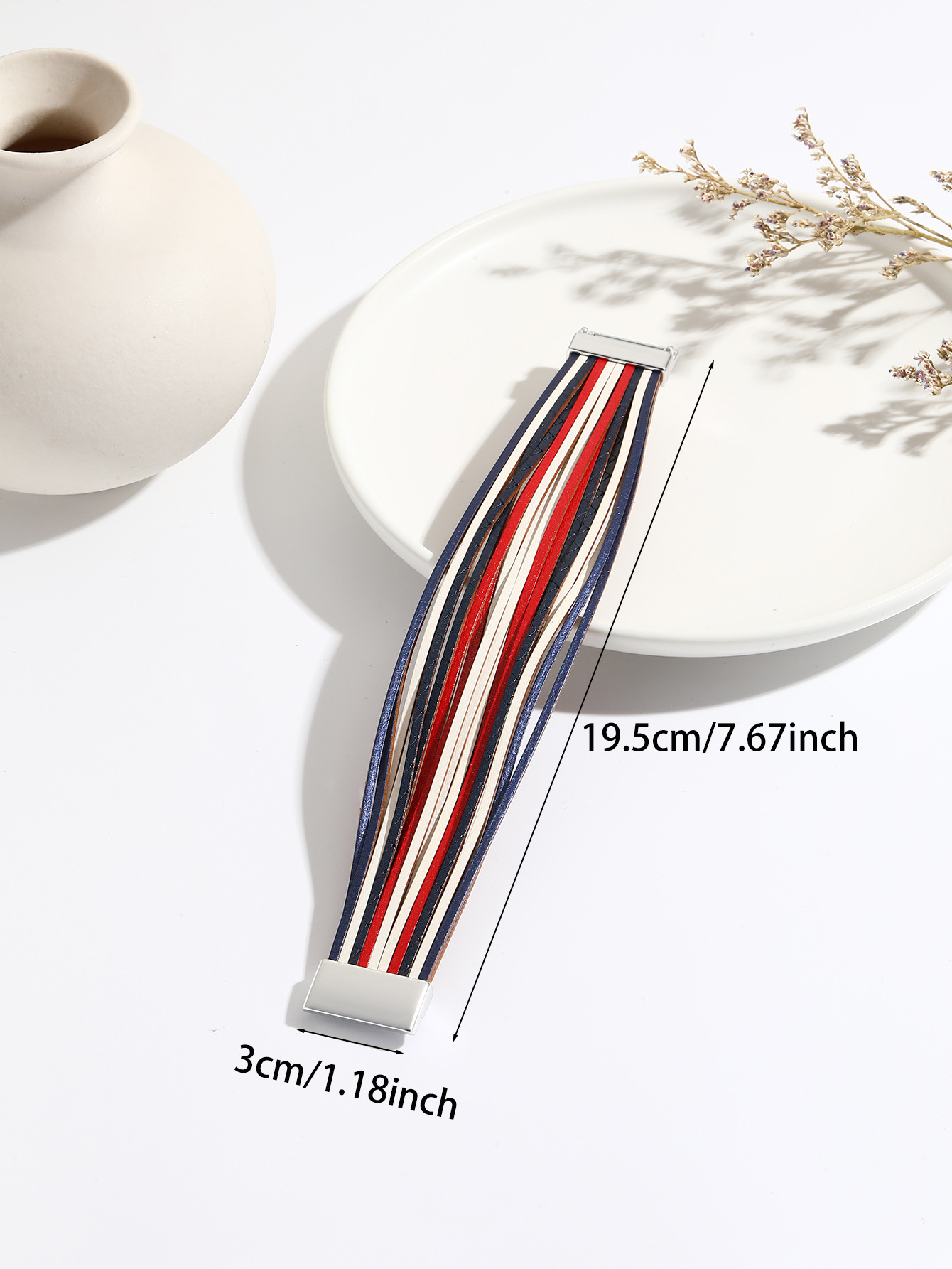 新款亚马逊多条渐变男手环皮绳混色百搭女士PU皮革皮手链磁扣手镯详情39