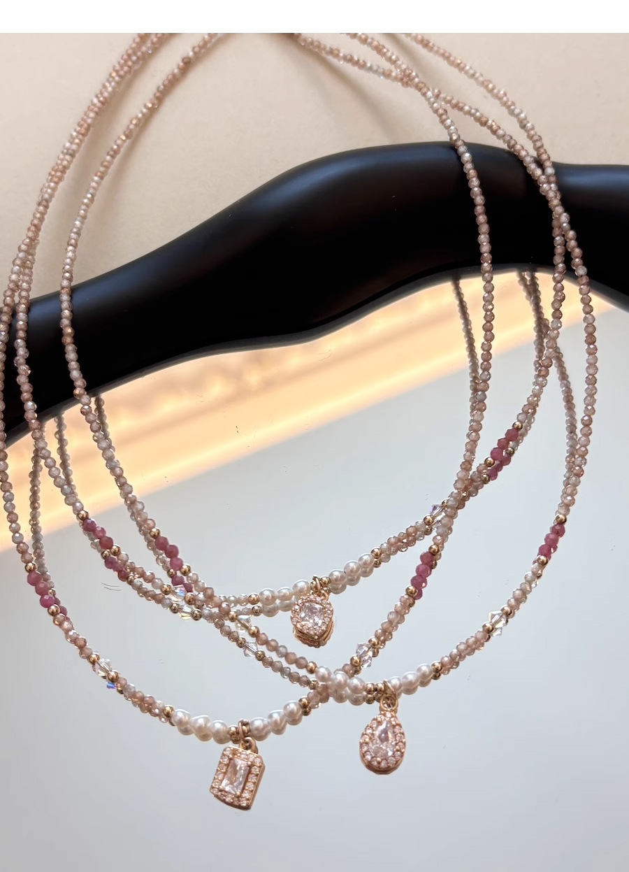 多巴胺项链不掉色女夏季高级感小众水晶锆石串珠吊坠锁骨颈链饰品详情10