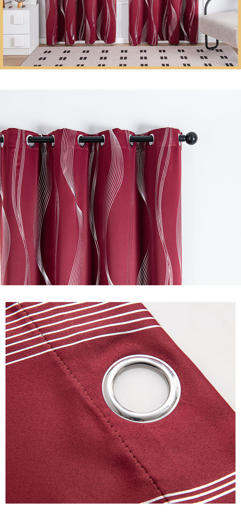 Cross-border Amazon bestseller solid color blackout curtains for heat insulation and sun protection, exclusively for export curtains finished product wholesale pic 8