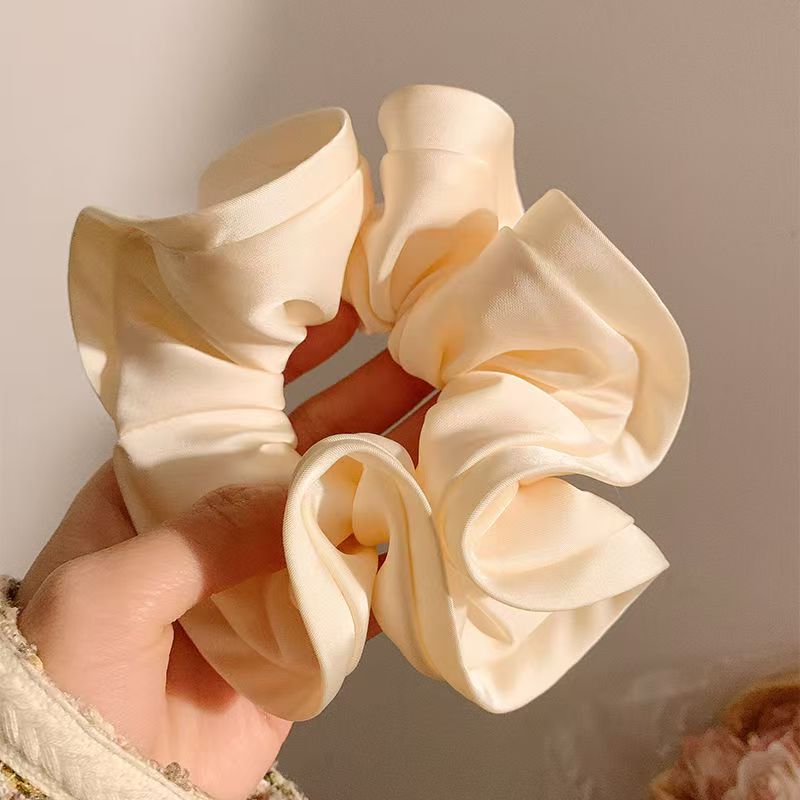 Big news! French high-end style large intestine hair tie ins, huge black fungus edge flower bud satin large intestine hair tie, elegant hair tie pic 6