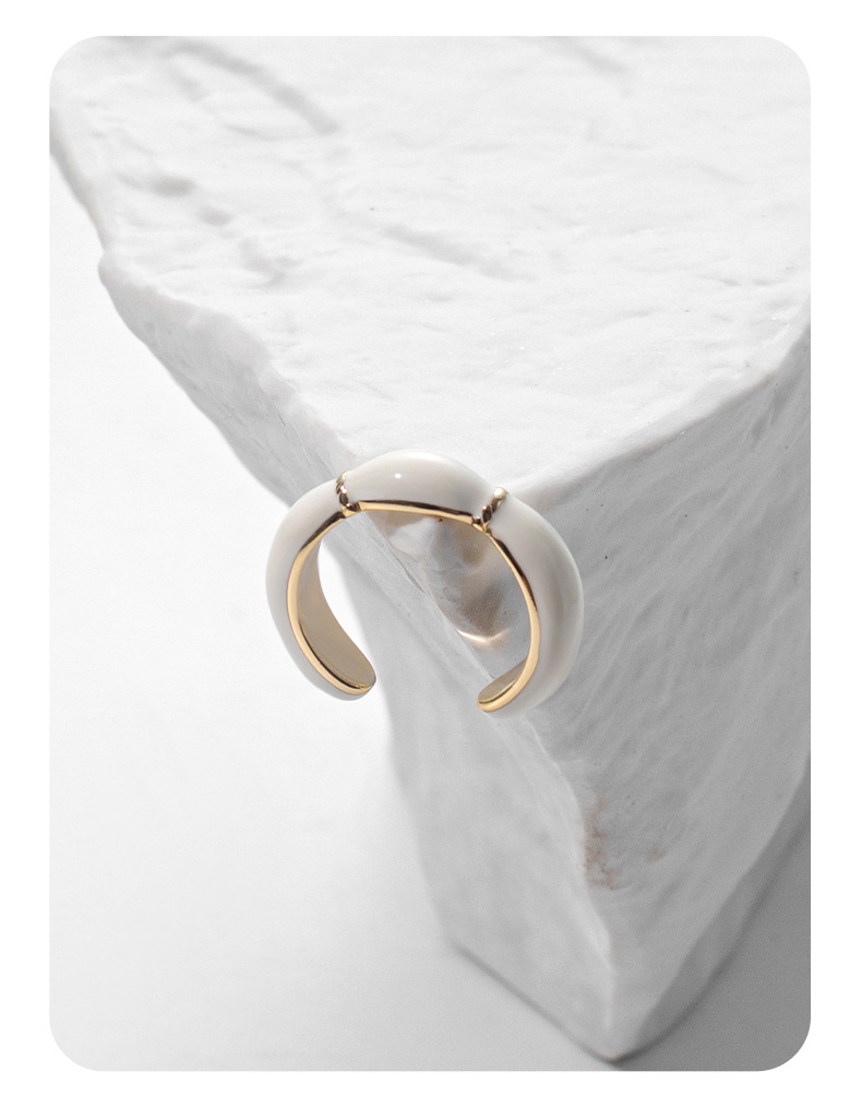 AB家奶油白珐琅戒指女小众高级轻奢法式复古戒指高级感开口戒指详情17