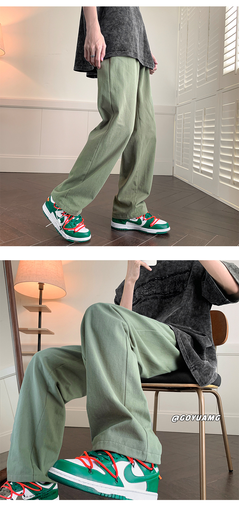2025新款男士裤子秋冬裤子百搭设计感小众阔腿长裤日系直筒休闲裤详情12