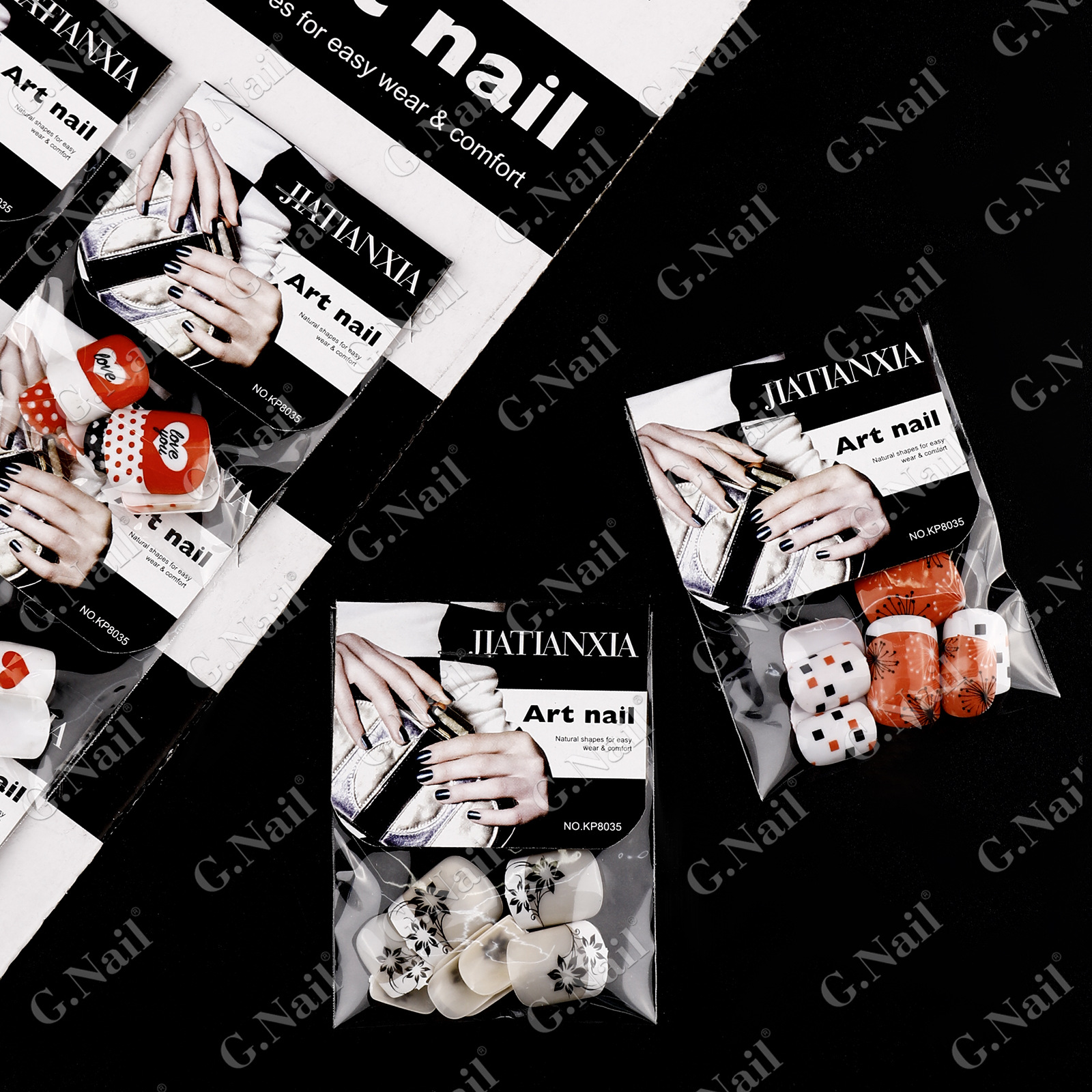 Gnail正品卡装12包一套欧美热销 彩色美甲假指甲套装穿戴甲批发详情4