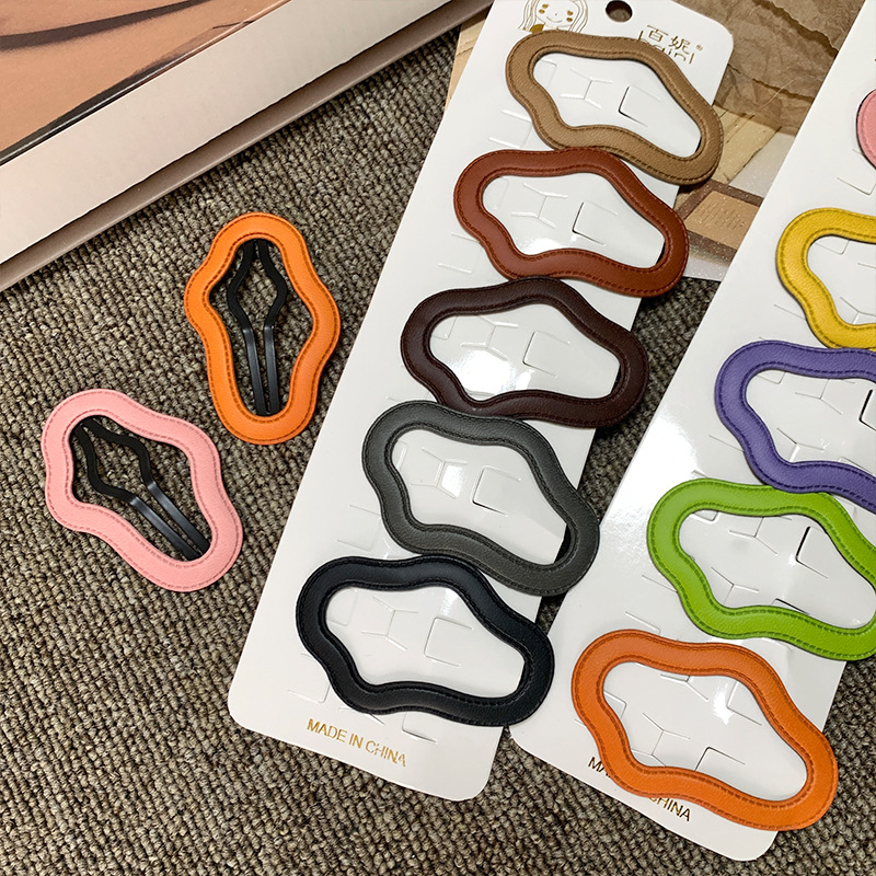 新款皮质镂空云朵bb夹后脑勺发夹前额刘海夹简约发夹头饰碎发夹详情6