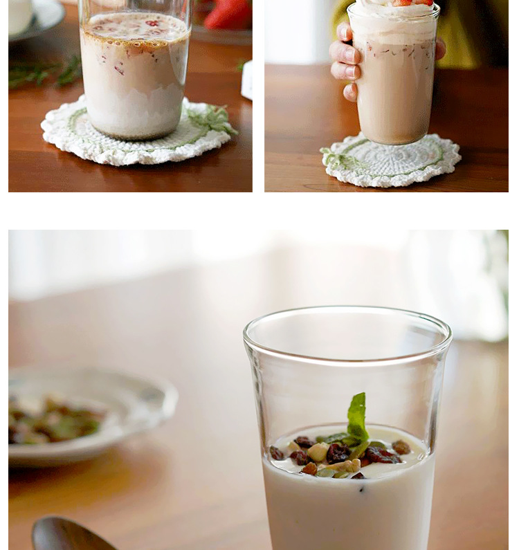 Creative single-layer cup without handle, latte, iced Americano, simple and transparent, household reverse mouth, high-temperature resistant glass cup pic 14