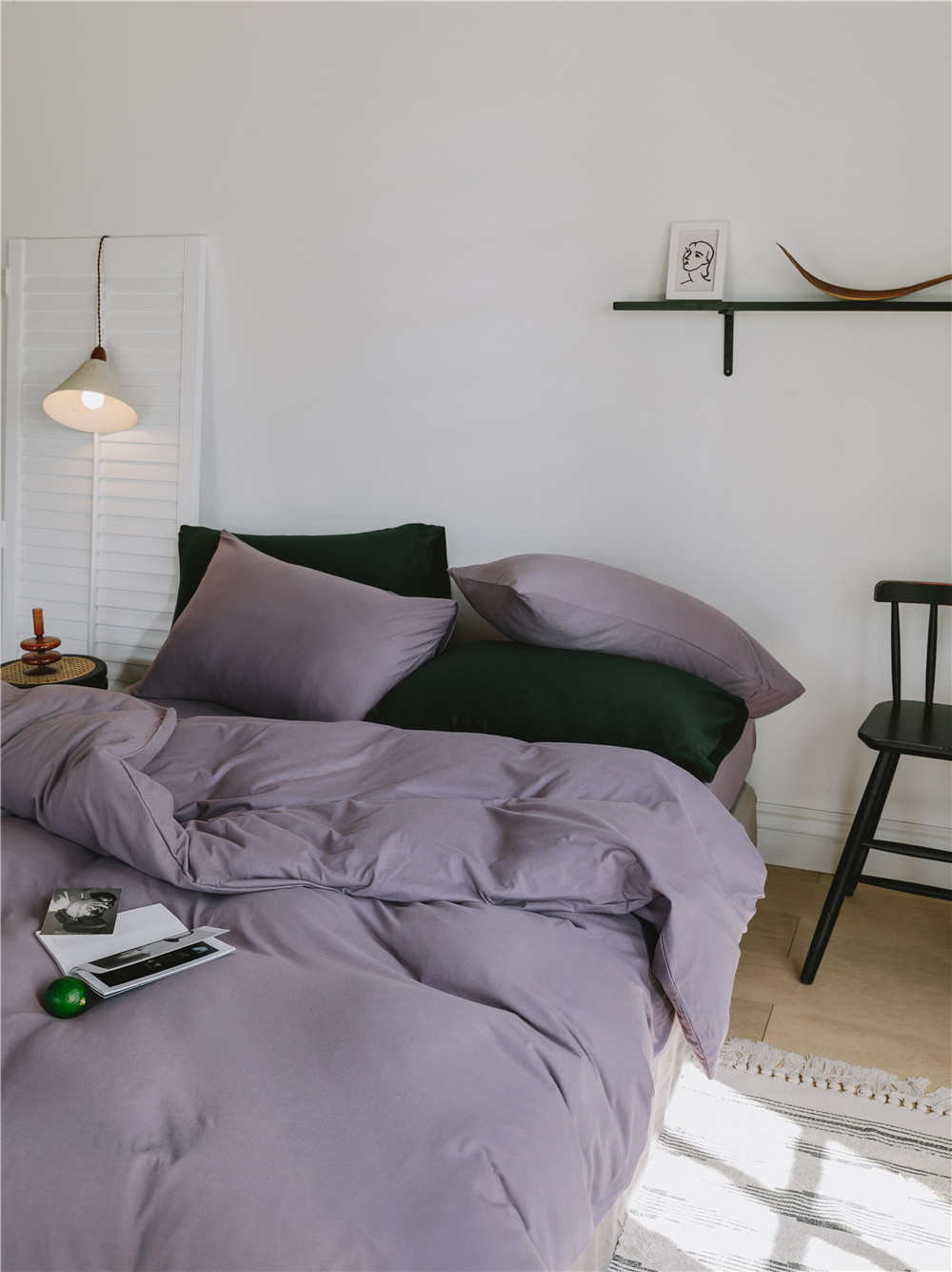 ins Japanese-style solid color all-cotton knitted cotton four-piece set, skin-friendly nude sleeping plain double-layer Indian cotton bed sheet pic 87