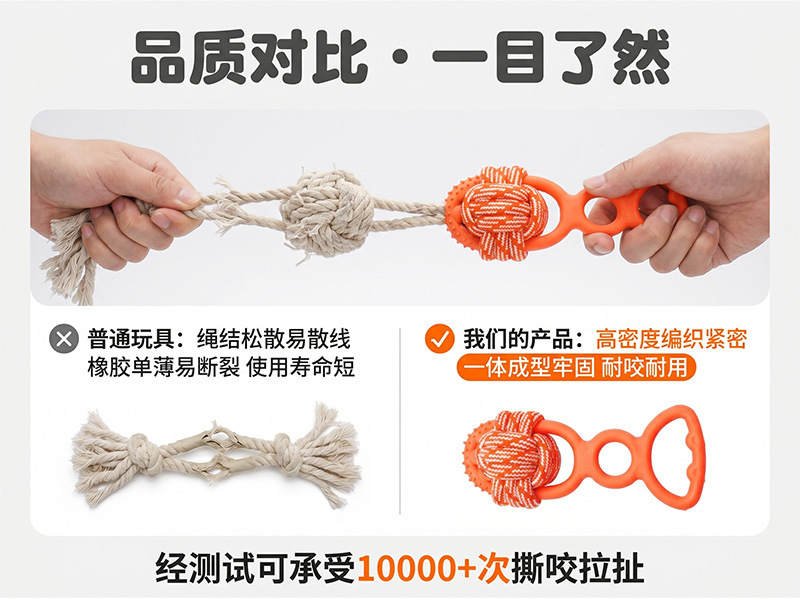 Macaron multi-color pet drawstring knot toy, wear-resistant cotton rope, dog to relieve boredom, teeth grinding, biting pet daily necessities pic 16