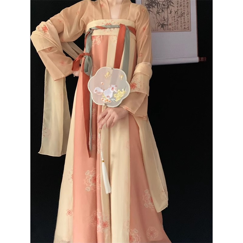 国潮-汉服女扶摇唐制一片式齐胸破裙印花复原款中国风春夏原创白菜显瘦详情1