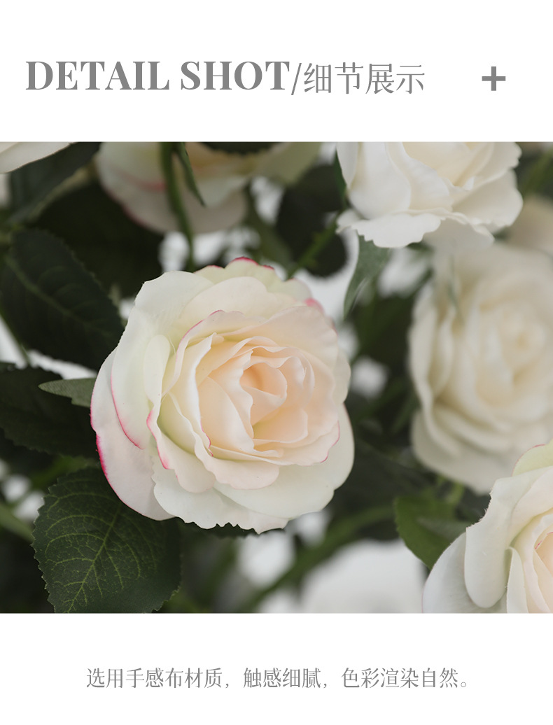 高品质仿真单枝六头湿感玫瑰家居餐桌插花办公文化园艺装饰礼盒详情22