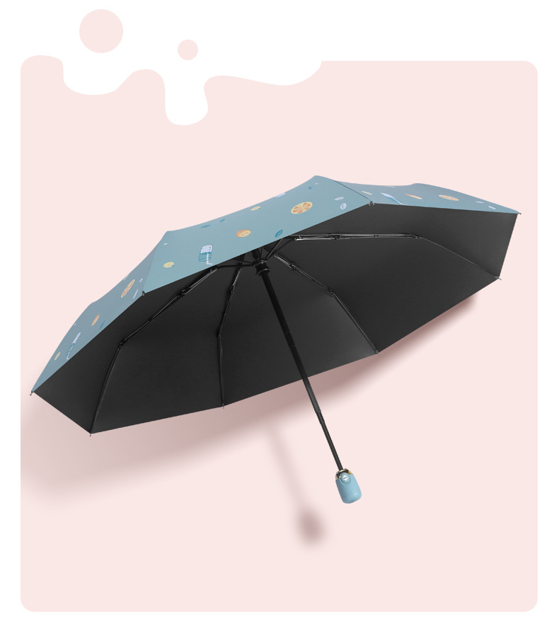 三折日系自动黑胶小清新遮阳伞折叠创意花色雨伞广告雨伞加印logo详情17