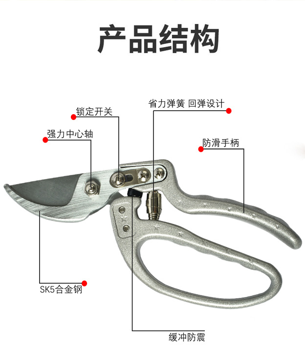 佰世园艺树枝剪修枝剪园艺剪刀果园花艺专用摘果剪园林工具剪批发详情4
