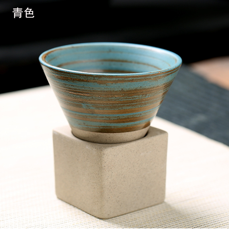 Tea brewing cups by the fire, Japanese coarse earthenware tea cups, cross-border bestsellers, ceramic mugs, retro water cups, conical coffee cups pic 16