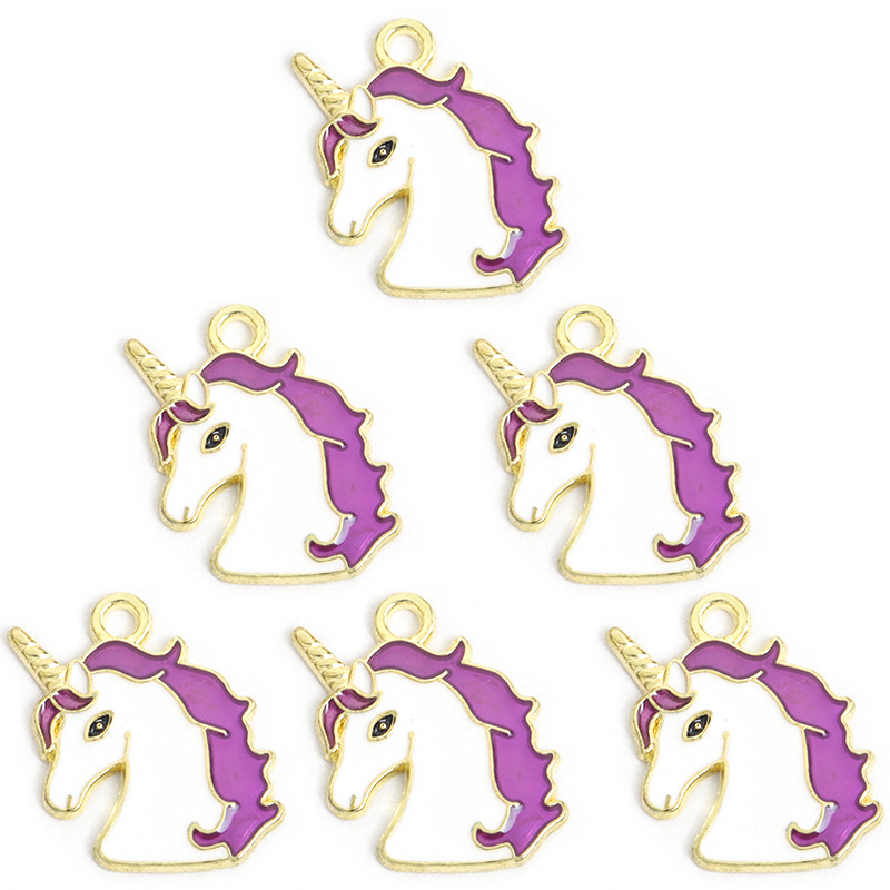 时尚卡通独角兽滴油合金挂件DIY饰品配件手链项链耳环钥匙扣吊坠详情8
