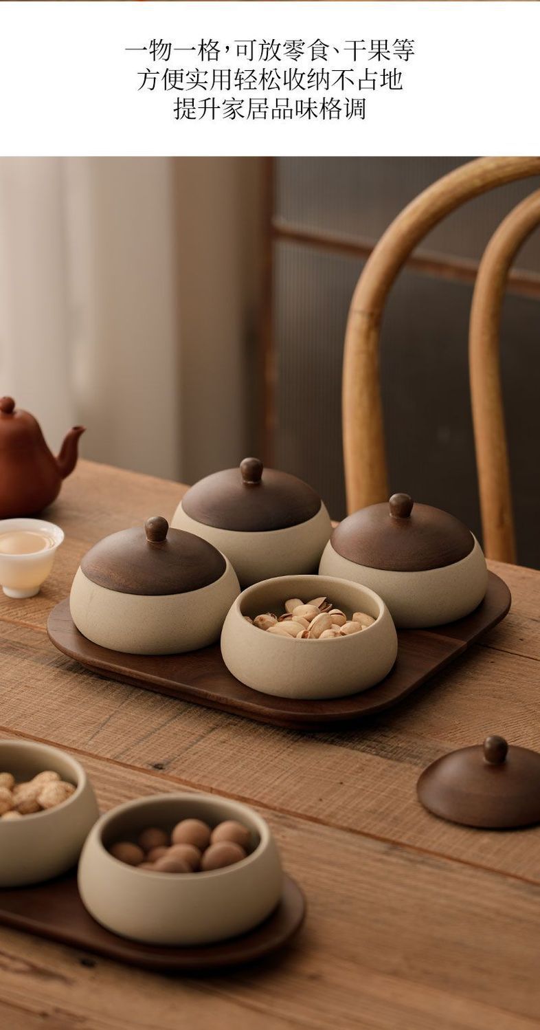 复古风实木果盘家用高颜值客厅茶室接待点心小吃盘粗陶碗中古风详情10