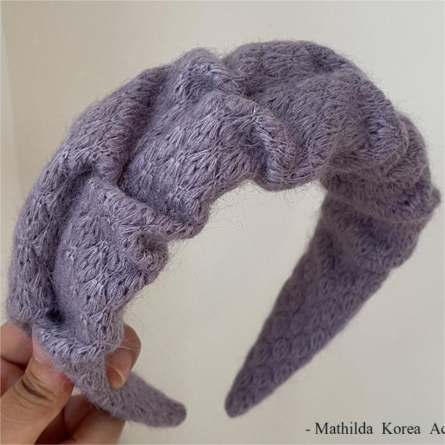 气质港风！秋季高颅顶克莱因蓝女式毛绒毛线发箍法式发饰发带头箍详情8