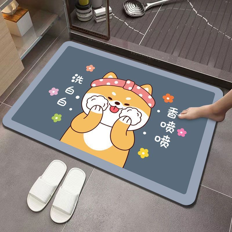 No-wash diatom mud household door entrance bathroom absorbent floor mat, kitchen and bathroom rubber anti-slip large foot mat pic 18