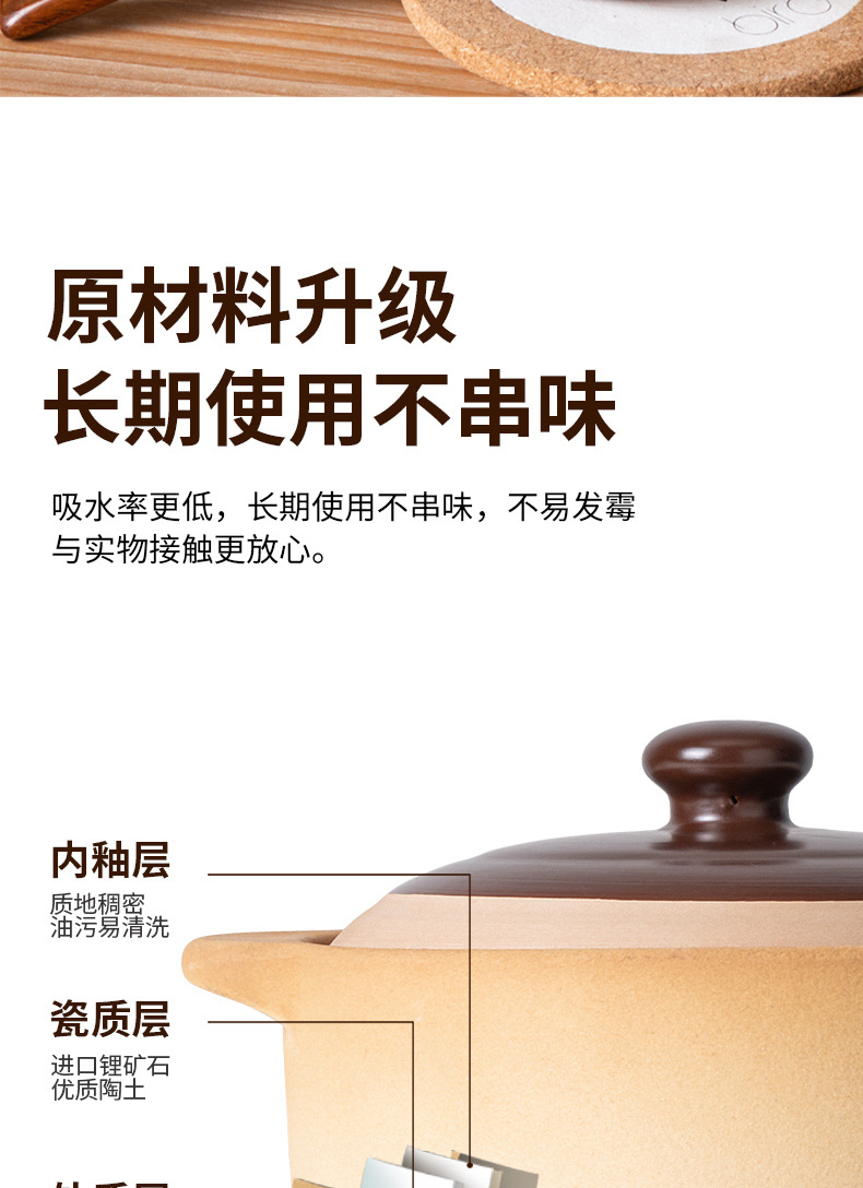 耐高温传统老式砂锅炖锅煲无釉土锅紫砂燃气家用干烧沙锅大容量详情15
