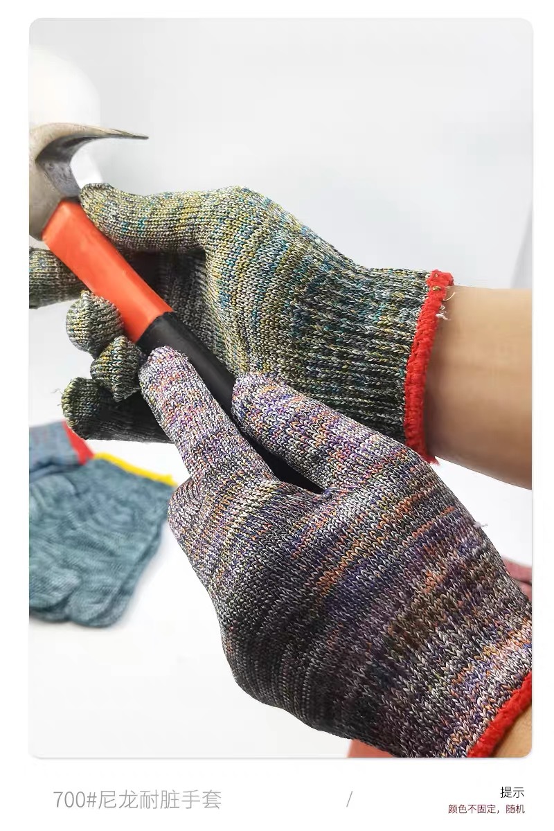 Gloves, nylon dirt-resistant labor protection line, wear-resistant industrial protection, anti-slip for construction sites, thickened, free shipping for hands pic 11