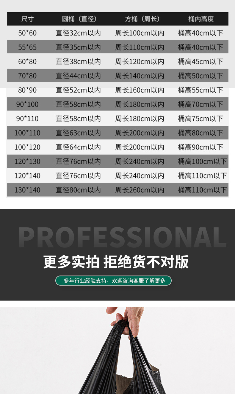 超大垃圾袋加厚物业户外环卫塑料袋医疗酒店餐饮黑色特大号垃圾袋详情13