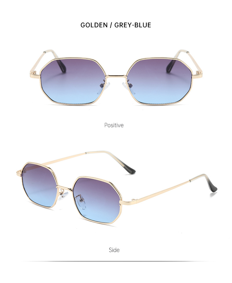 Polygonal metal small-framed sunglasses for both men and women, with a high-end retro look. They are suitable for street photography on the beach and offer UV protection pic 13