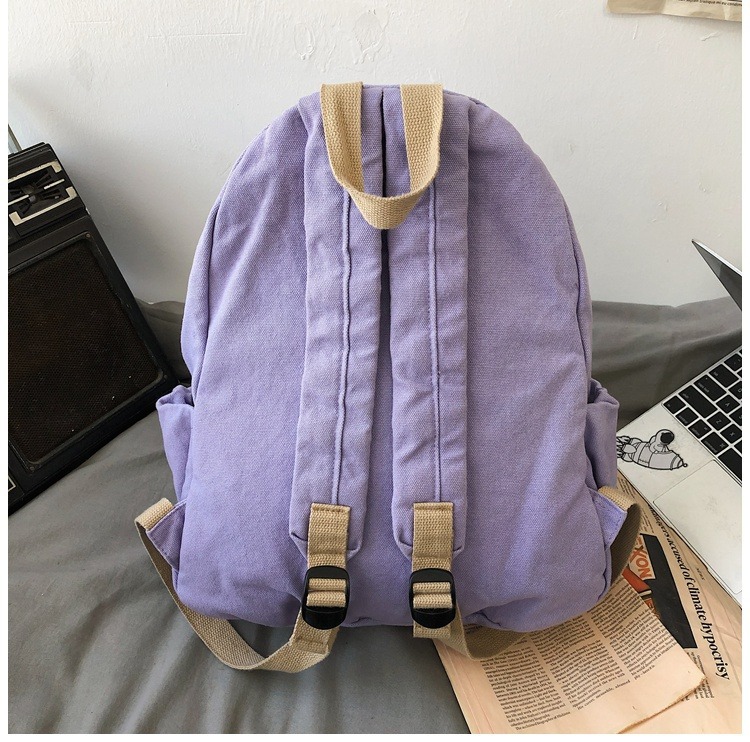 书包女休闲复古耐磨帆布双肩包男女日系大学生简约百搭旅行背包男详情5