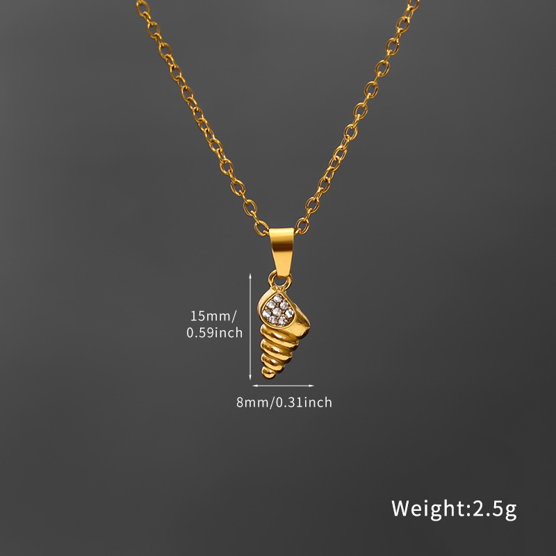 Wholesale of European and American versatile beach and ocean series diamond-encrusted small fish necklaces for women, cross-border light luxury and high-end titanium steel pendants pic 4
