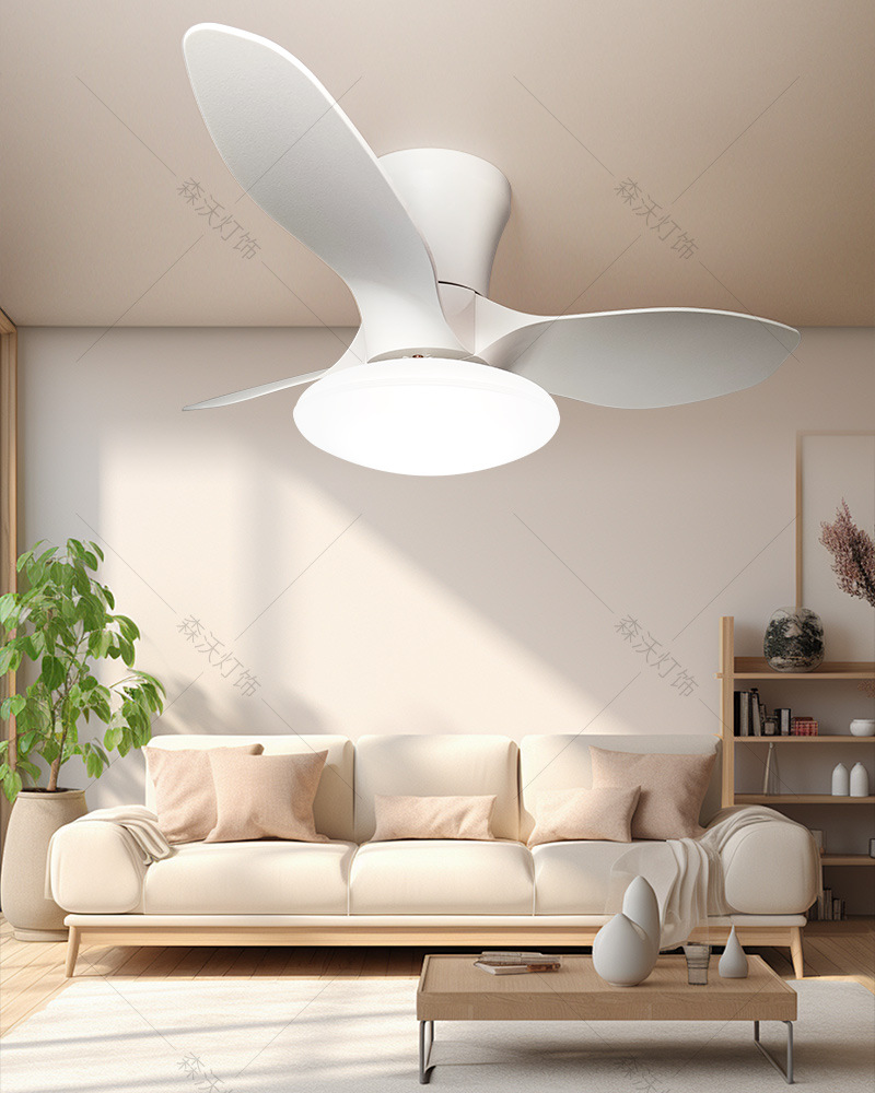 智能奶油风网红吸顶风扇灯卧室简约吊扇灯餐厅书房家用电风扇灯具详情1