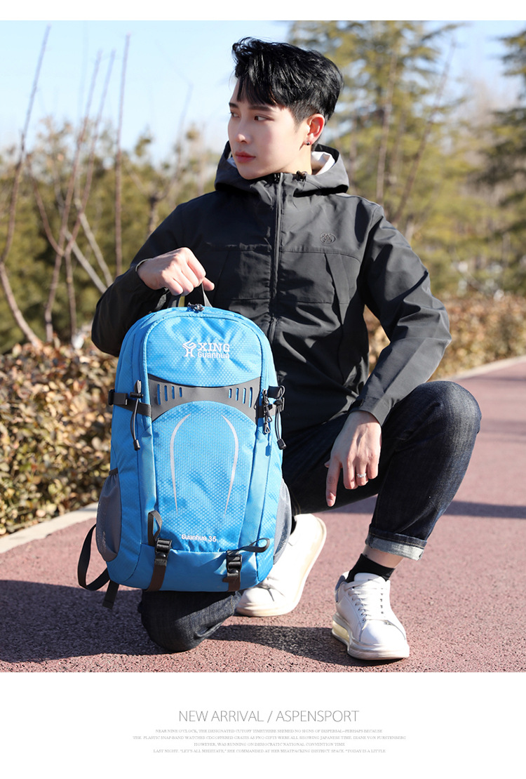 户外大容量登山包耐磨旅行包干湿分离隔层徒步男双肩包气垫背带详情17