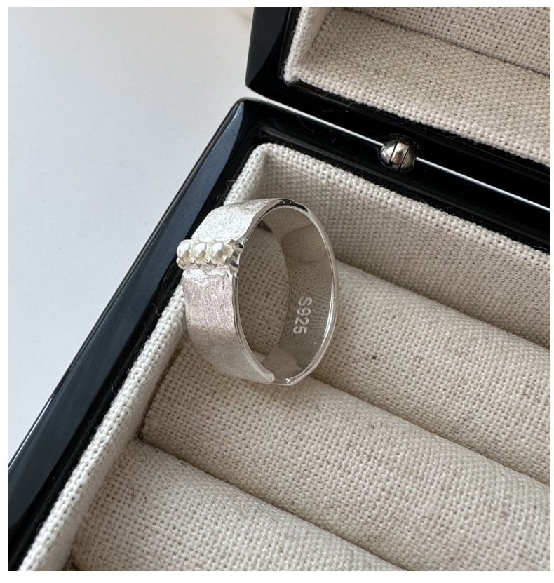 S925 sterling silver Korean version niche design sense brushed texture retro ring Korean version Korean style ring wholesale pic 9