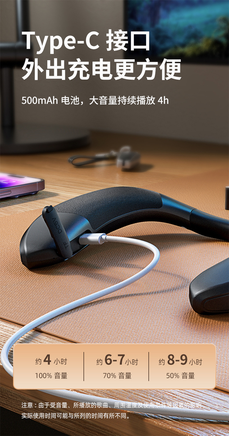 The new neck-hanging wireless Bluetooth speaker is made of fabric and can be worn with a small speaker and stereo subwoofer pic 10