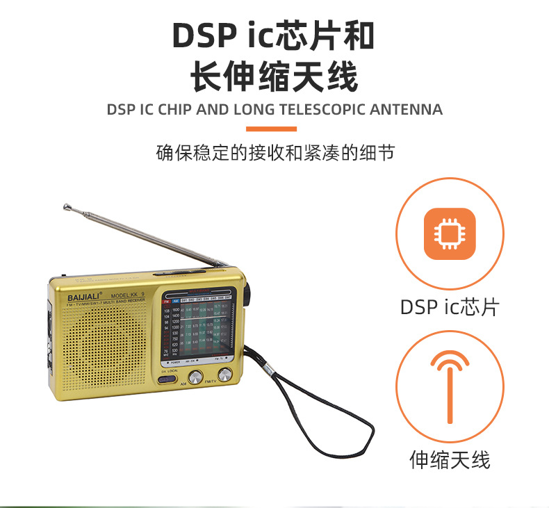 Full-band old-fashioned radio, cross-border portable retro radio, multi-functional mini radio pic 4