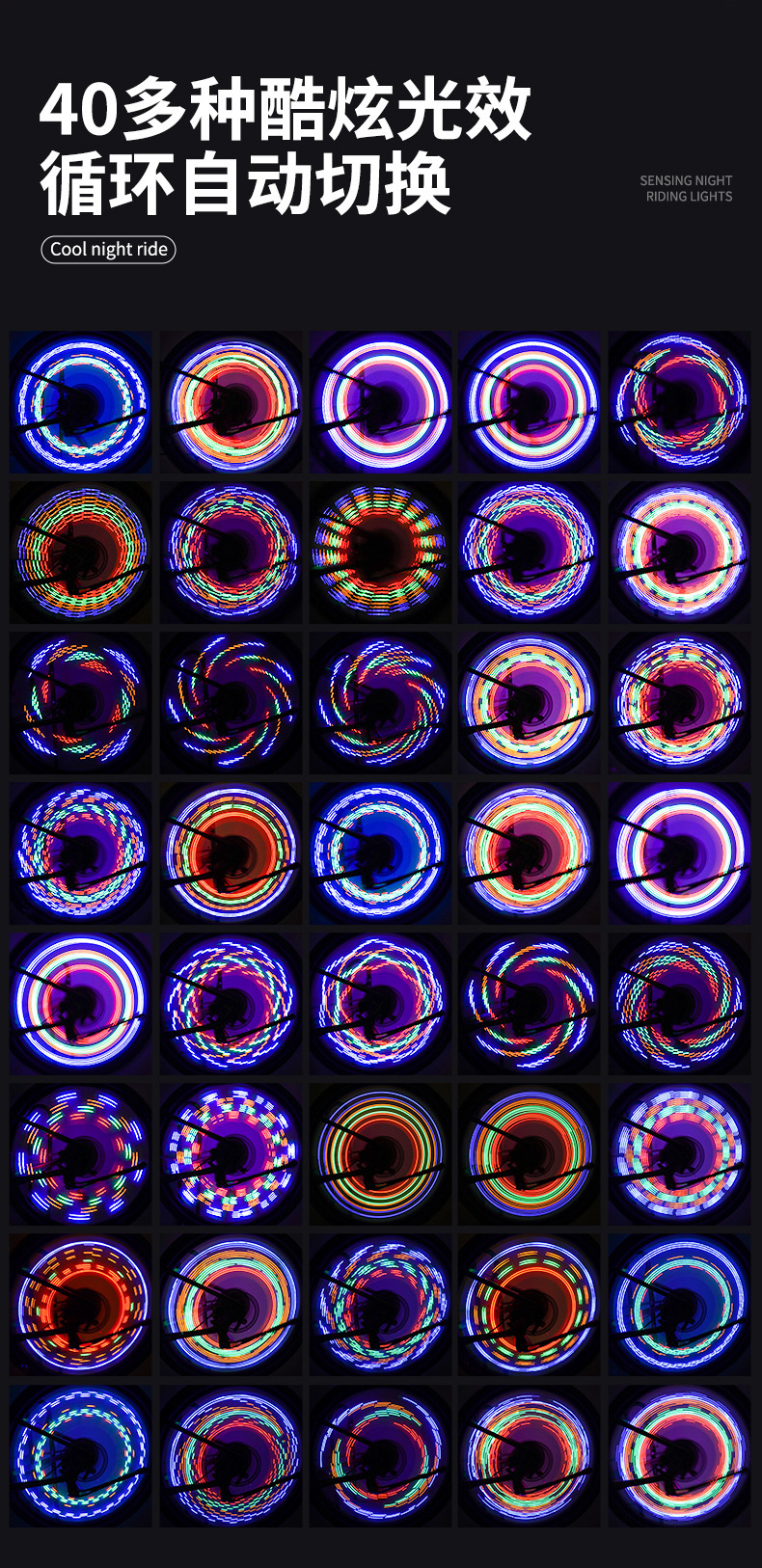 Bicycle tire light, Wind and Fire Wheel night riding induction type solar bicycle tire wire light spoke light 16LED pic 4