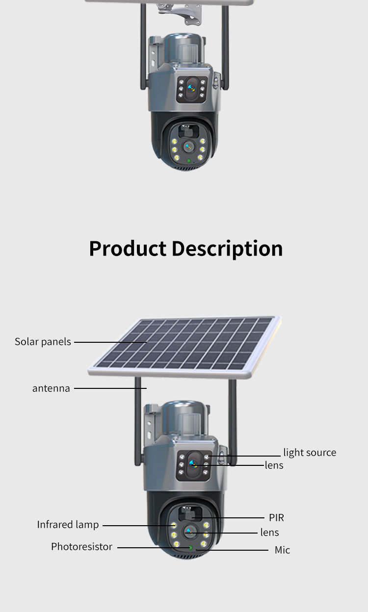 室外4G太阳能监控摄像头夜视高清网络无线wifi监控器家用远程探头详情15