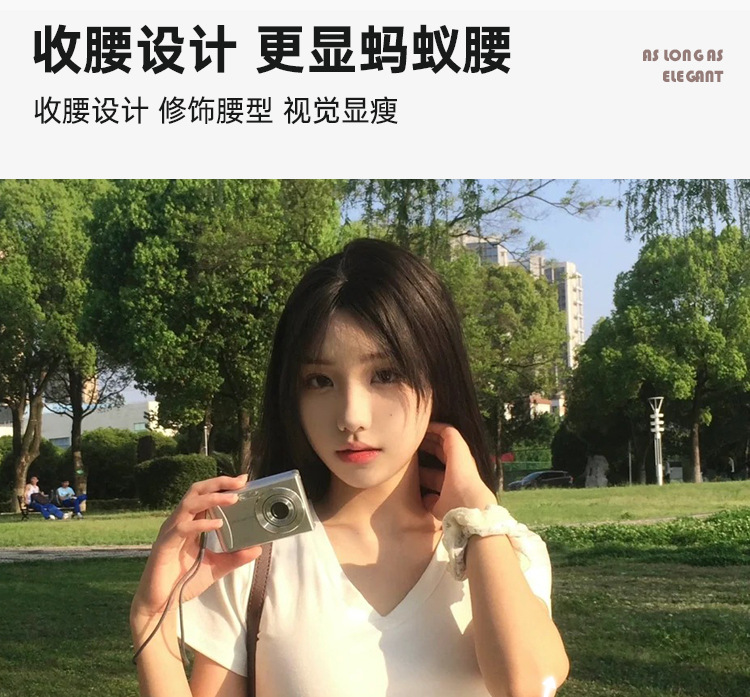 纯棉v领短袖t恤女夏2025新款白色内搭修身显瘦掐腰半袖薄正肩上衣详情8