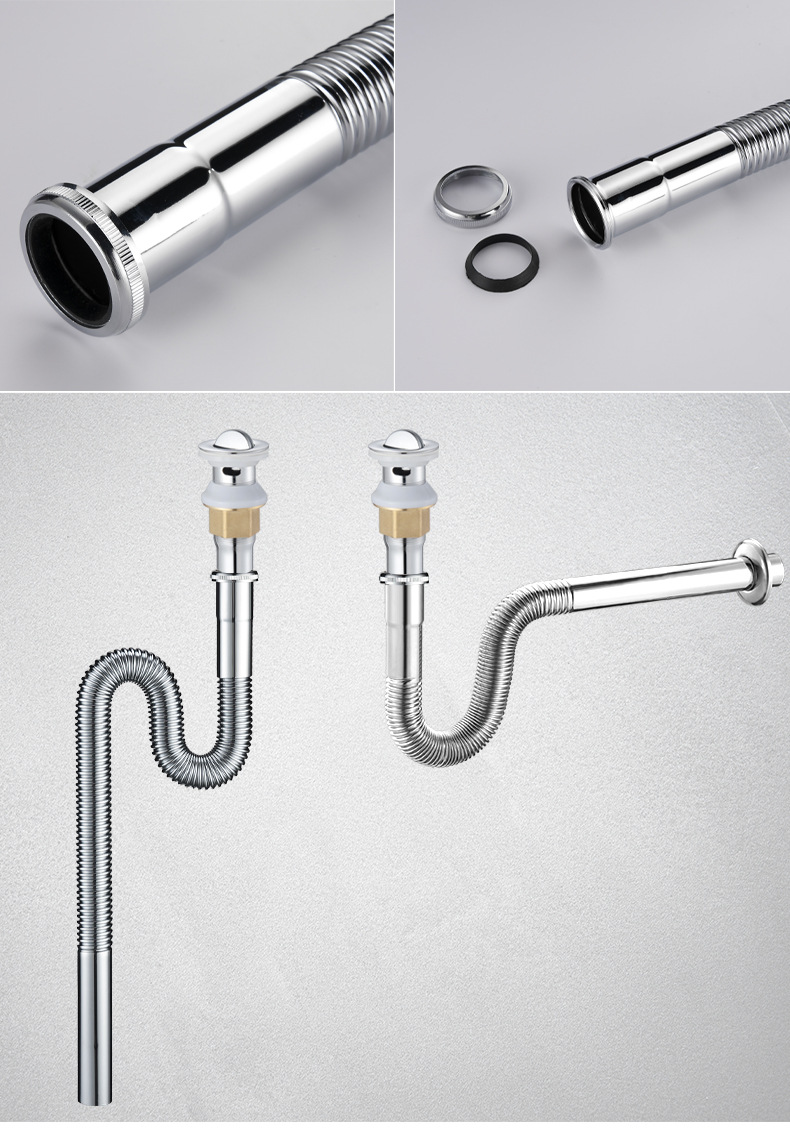 波纹管墙排隔气入墙管304不锈钢配件面盆下水器排水管防臭设计详情5