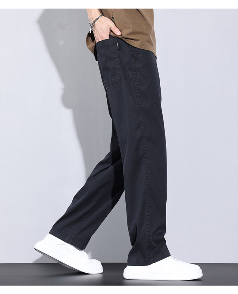 啄木鸟冰丝休闲裤子男士夏季薄款潮牌宽松天丝柔软牛仔五分长裤详情40