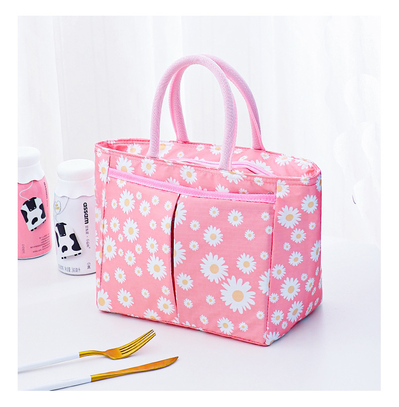 大容量饭盒手提袋时尚花色上班族带饭午餐包郊游野餐保温饭盒袋详情11